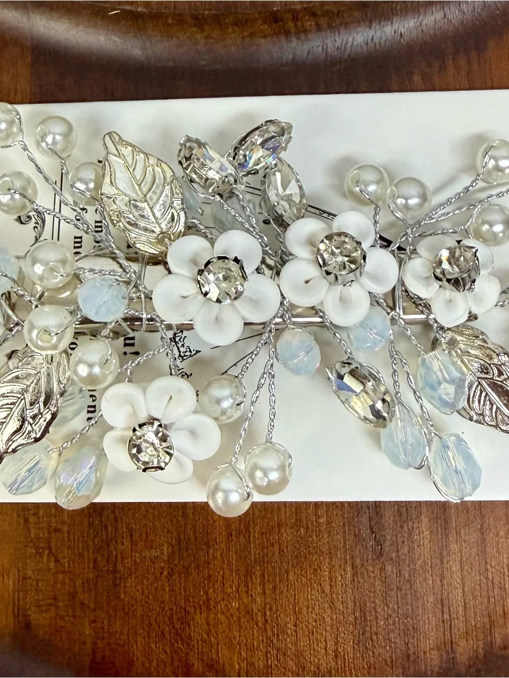 Bridal Pearl & Crystal Floral Hairpiece Formal + Prom New!